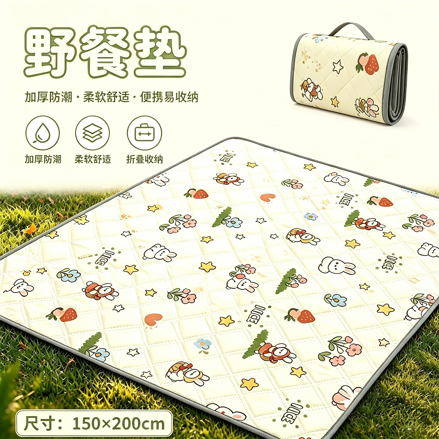 防水防潮加厚便携折叠户外野餐垫