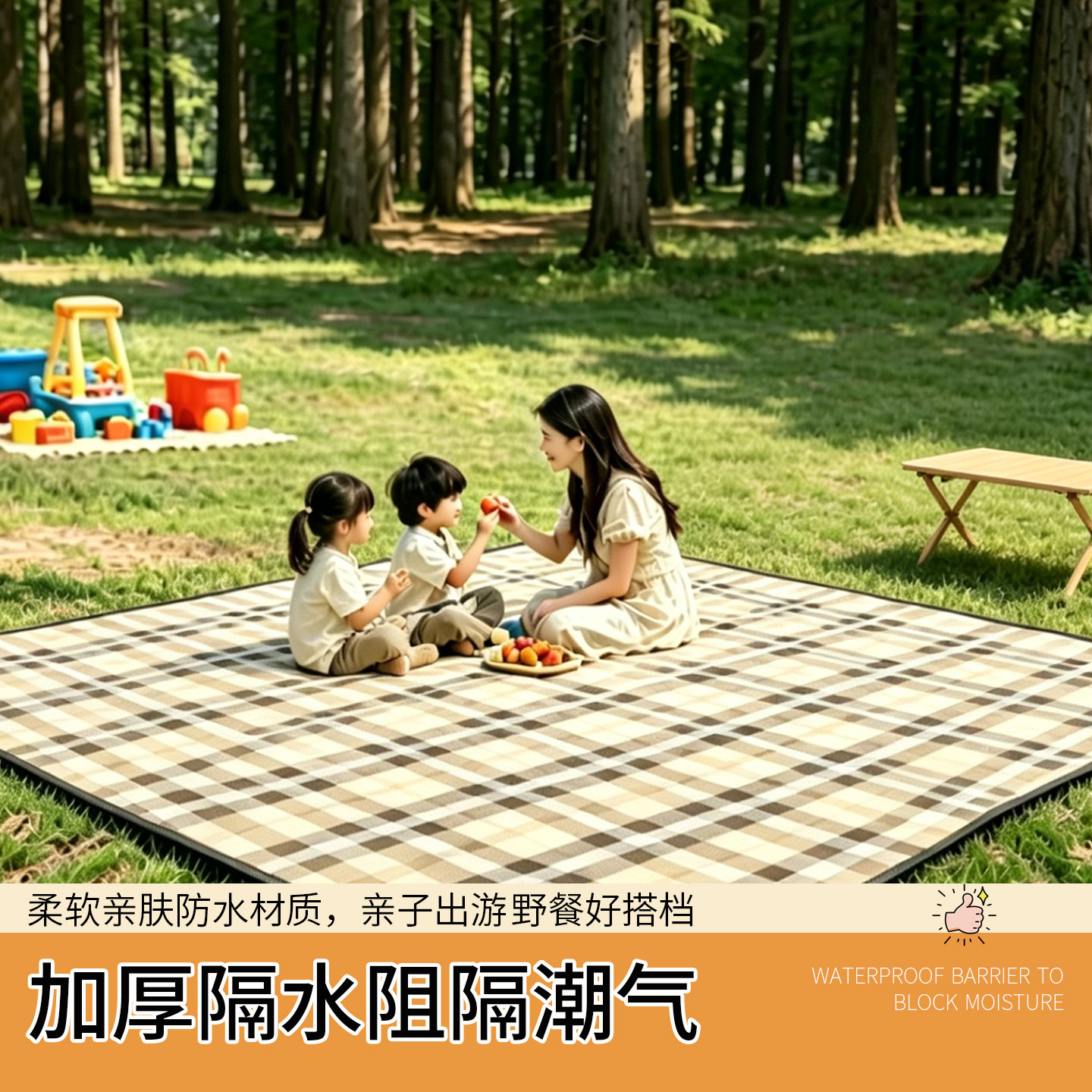 加厚防水防潮速营野餐垫图片