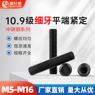 10.9级细牙平端紧定无头内六角螺丝细牙堵头顶丝M5M8M10M12 M16
