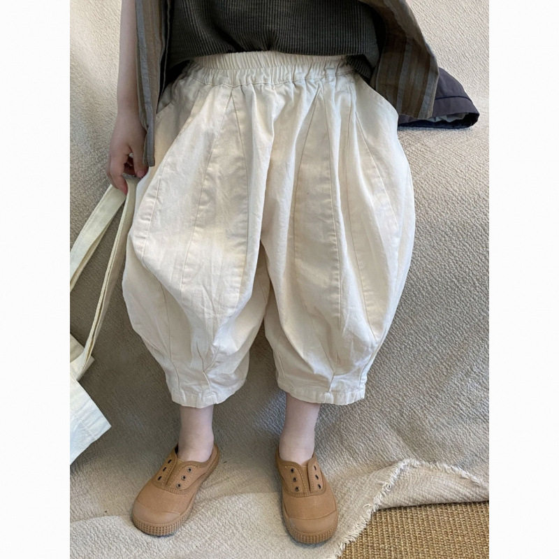 儿童裤子韩版夏季新品女童纯色休闲阔腿九分裤宝宝洋气百搭哈伦裤