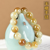 新疆和田玉且末糖手串男女款 单圈圆珠手链糖白料玉石串珠收藏品级