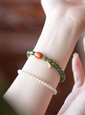 《小青蛇》天然和田玉碧玉菠菜绿