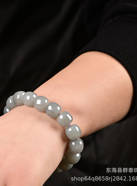 和田玉烟灰色手串紫手链老型珠男