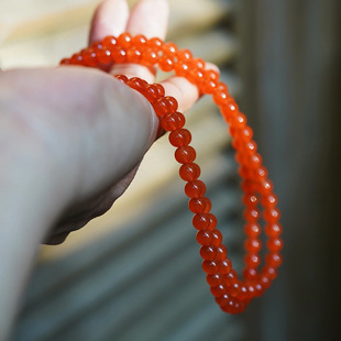 保山南红玛瑙手链多圈6mm108颗圆珠亮光多圈素款手链简约大气