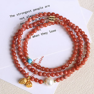 【两世欢】小米珠天然南红多圈手串原创设计创新工艺时尚手链饰品