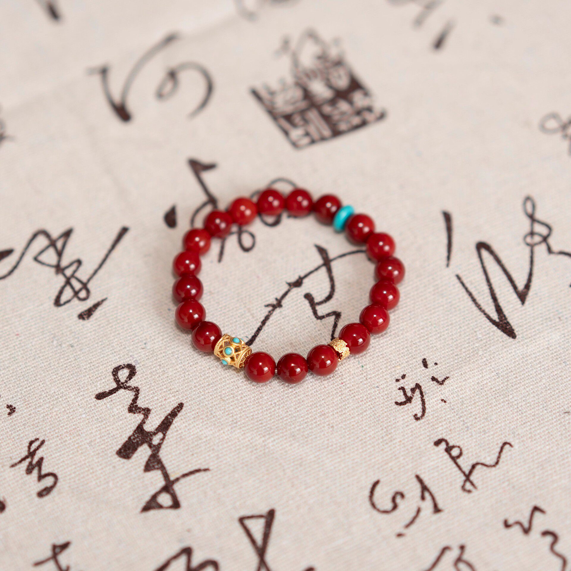 「赤玉翠」国风新中式天然南红绿松石手串女高级感玛瑙水晶手链