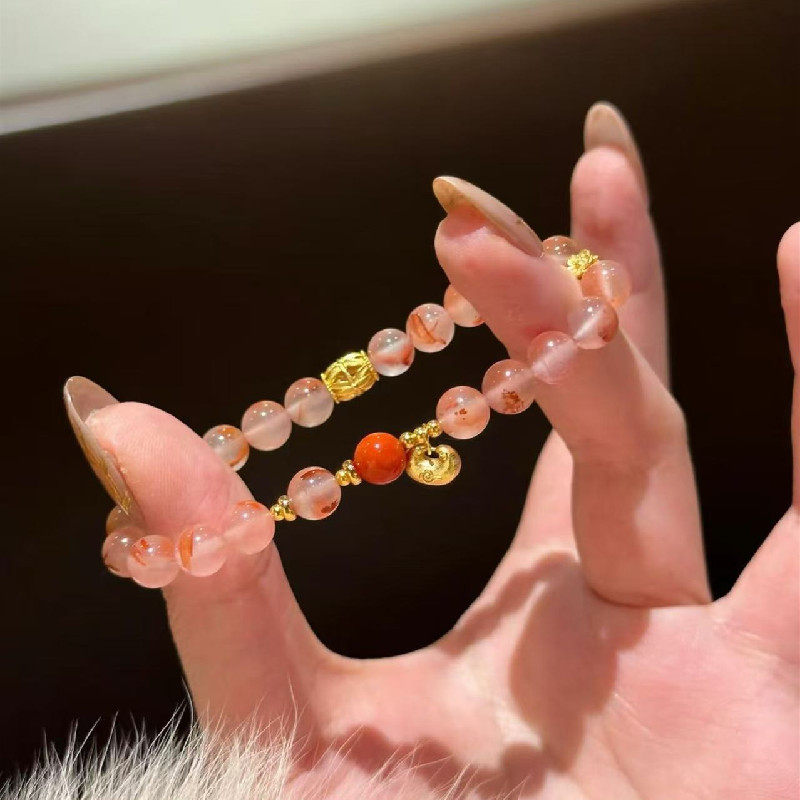 冰飘南红手链女轻奢粉晶少女心吉祥葫芦吊坠手串送女友闺蜜礼物暴