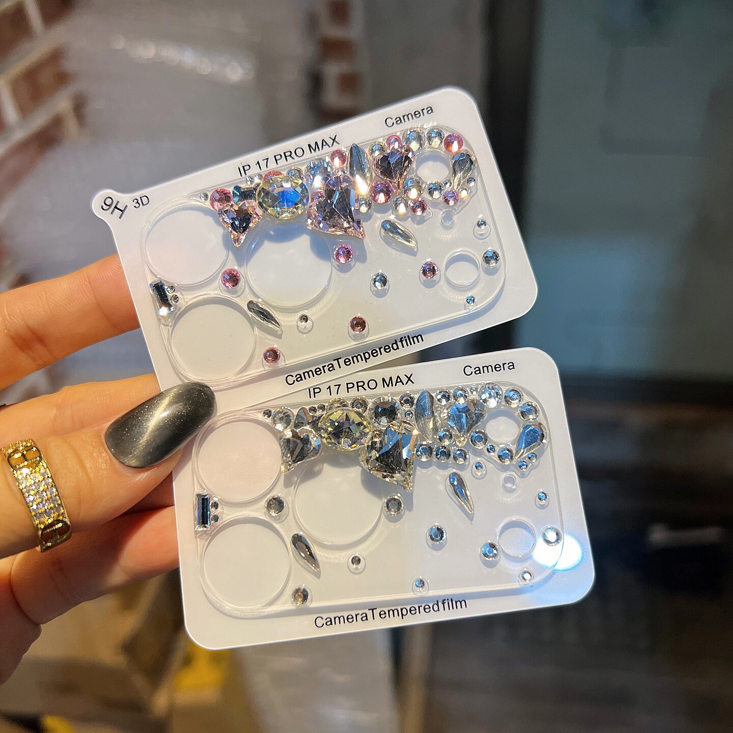 奢华适用苹果17Promax立体水钻镜头膜iphone17手机摄像头保护圈镶钻air镜头底座贴镂空17Pro超闪全包覆盖女神