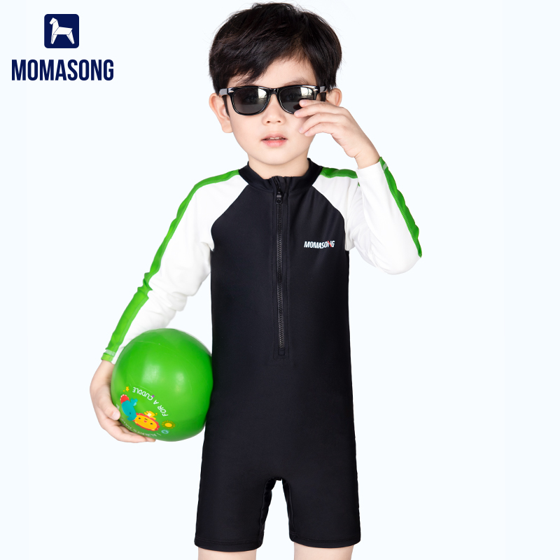 Momasong专业训练男孩儿童泳衣