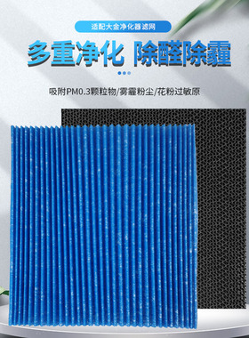 适配大金静电褶皱除臭过滤网MCK57LMV2流光能空气净化器MC70KMV2