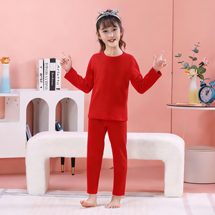 2025新款儿童本命年女童童装红色保暖内衣套装马年秋衣秋裤女宝棉