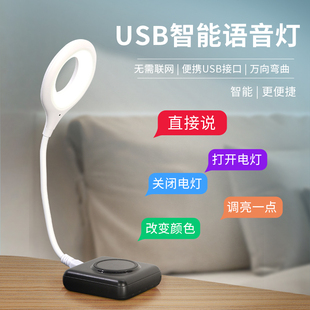 人工智能语音台灯控制开关声控usb感应卧室床头灯宿舍LED小夜灯