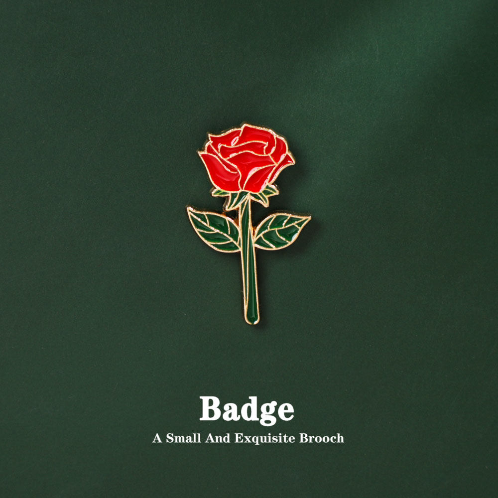 一朵玫瑰花胸针小众设计情人节送礼物金属徽章情侣包包别针配饰