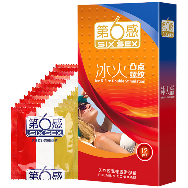 第六感12只装凸点螺纹超薄避孕套