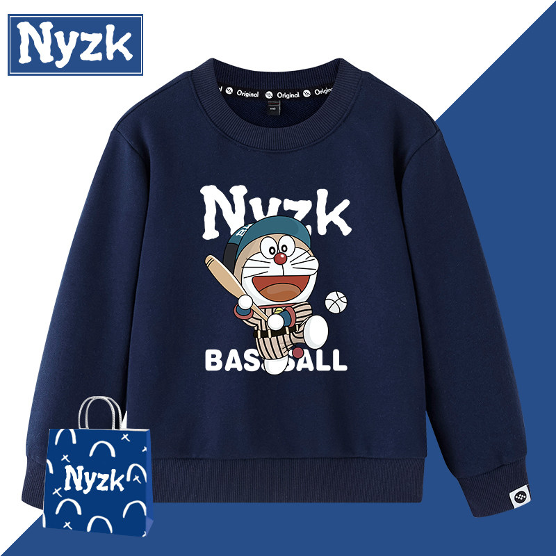 NYZK官网 亲子装加绒加厚男童卫衣春秋哆啦A梦联名款儿童大童童装