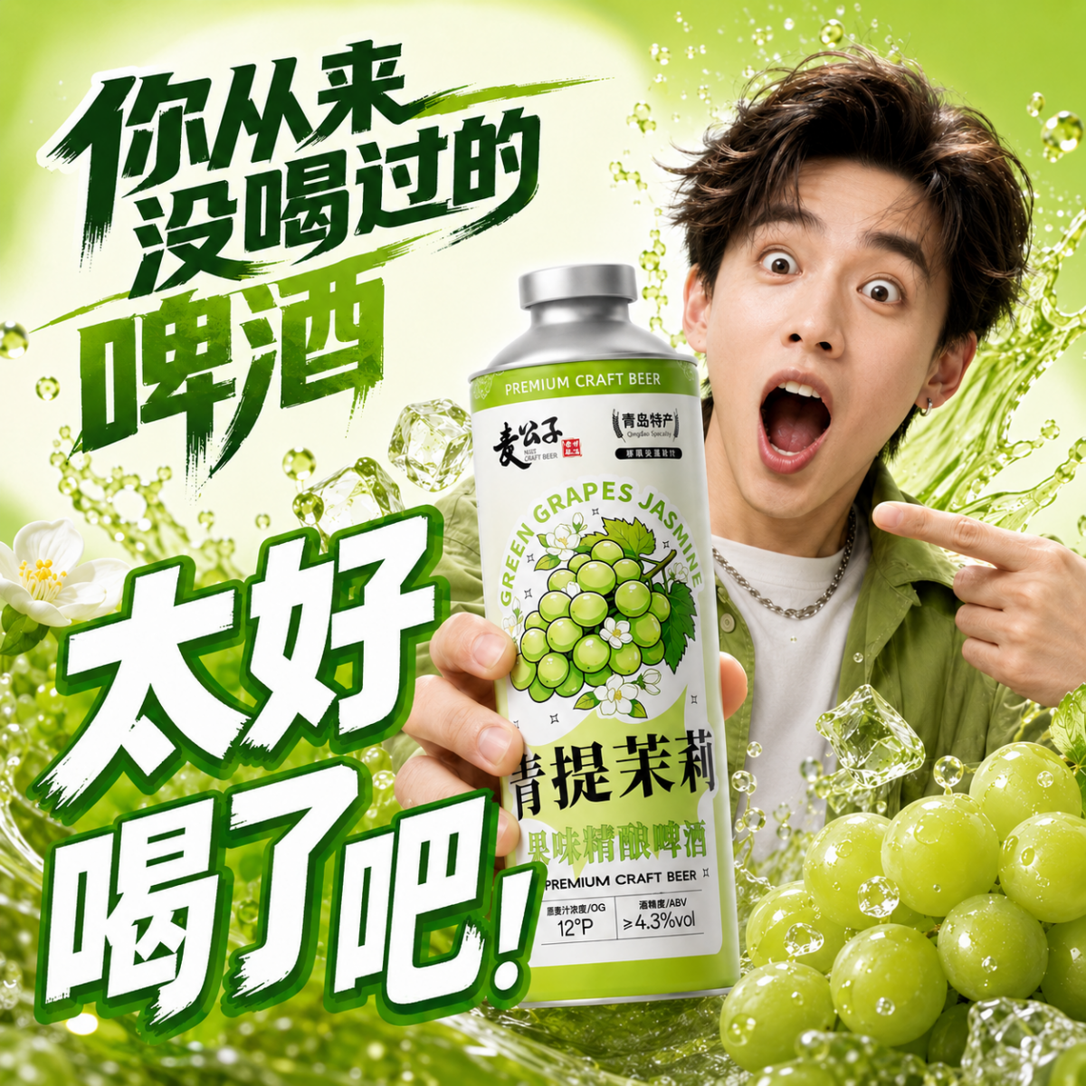 山东特产精酿原浆啤酒1L*6黄啤白啤黑啤青提茉莉果啤茶啤整箱礼盒