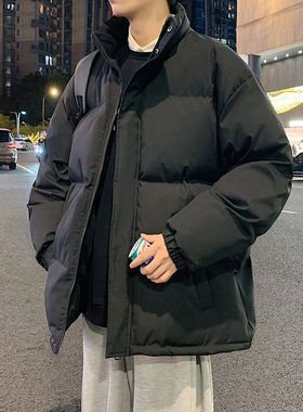 冬季新款棉衣男棉袄加厚情侣ins纯色百搭棉服立领保暖面包服外套