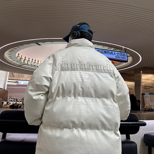 pu皮棉衣男冬季男款皮面面包服美式潮牌高街男生棉袄情侣棉服外套