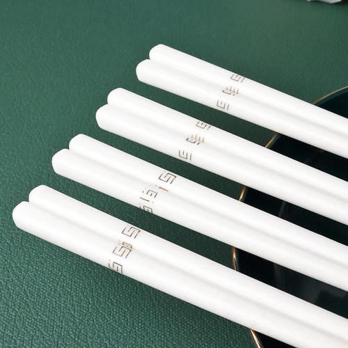 陶瓷骨瓷筷子抗菌防霉防滑高颜值金边珐琅彩筷子家用耐高温不变形