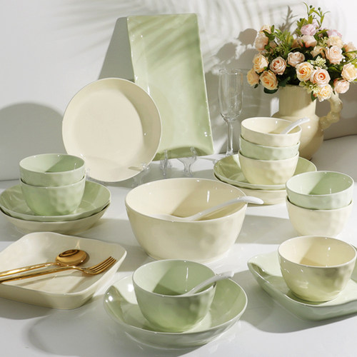 怀瑾陶瓷奶油风大众碗盘组合