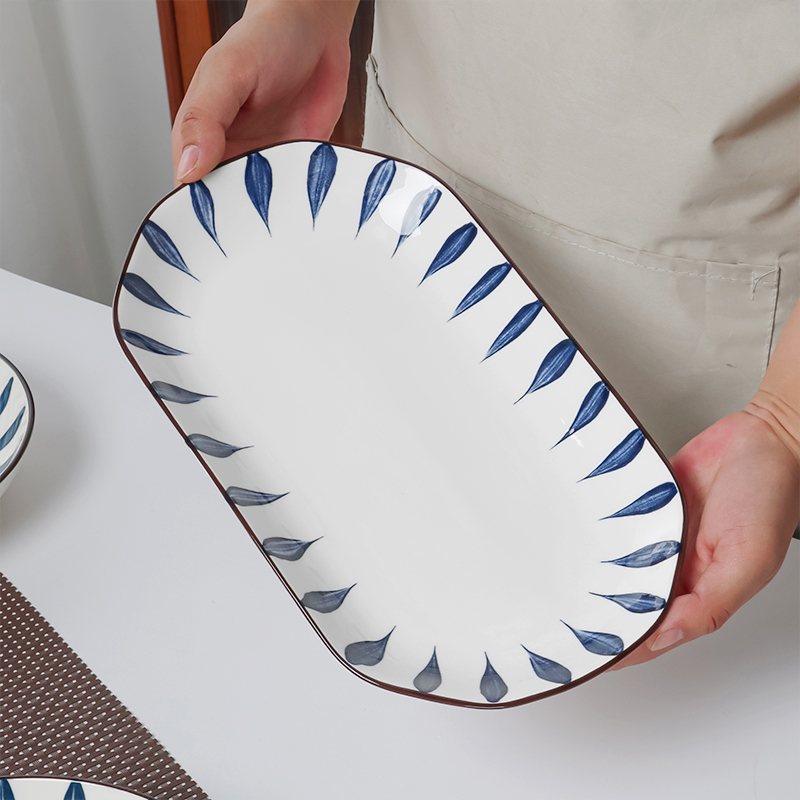 怀瑾鱼盘陶瓷大众长方形釉下彩