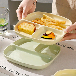 9.9元 陶瓷分格盘三格餐盘大人定量211减脂减肥专用加厚大容量餐盘