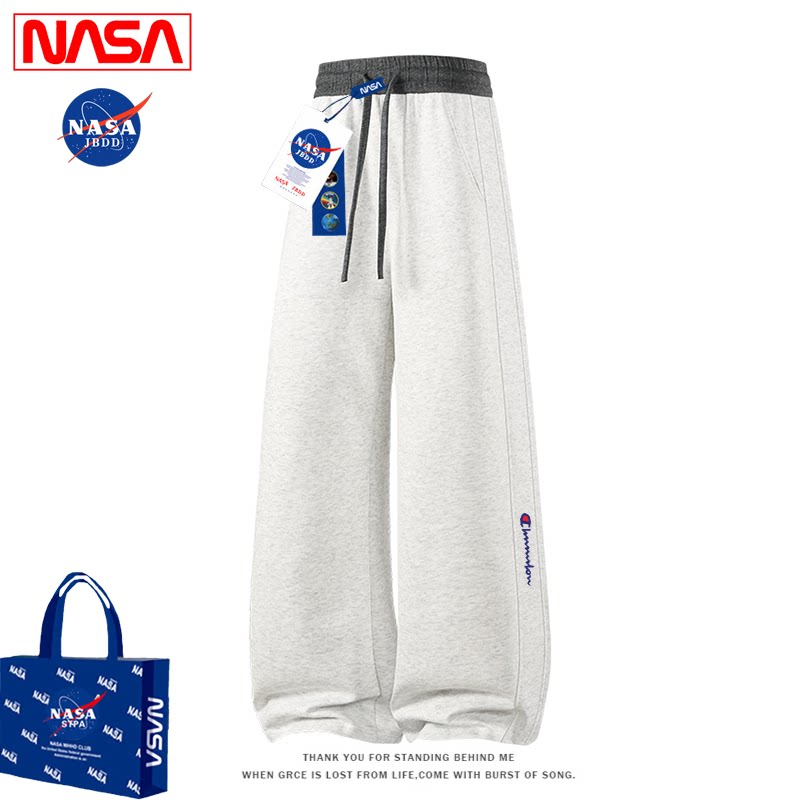 NASA美式休闲运动卫裤男女2026秋冬季新款宽松直筒阔腿情侣长裤潮