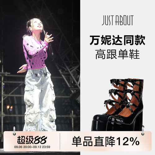 黑色蝴蝶结系带款性感高跟鞋