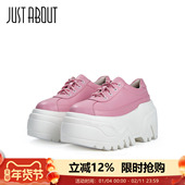 just 粉圆头百搭休闲鞋 about厚底松糕单鞋 女小个子不累脚增高时尚