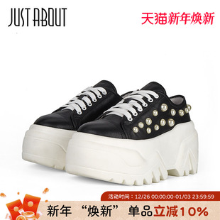 about2024春季 厚底圆头学院风休闲女单鞋 新款 百搭松糕鞋 时尚 just