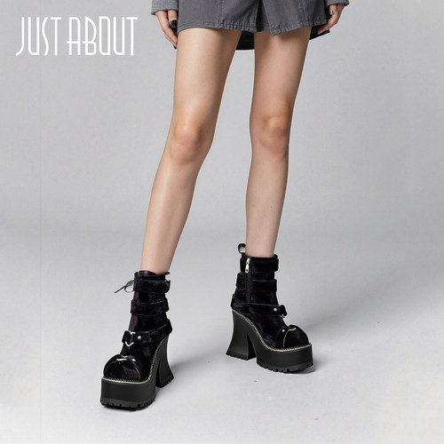 justabout春季小个子增高时装靴