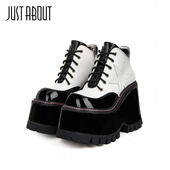 just about低帮复古马丁靴帅气厚底短靴女13CM高跟靴小个子不累脚