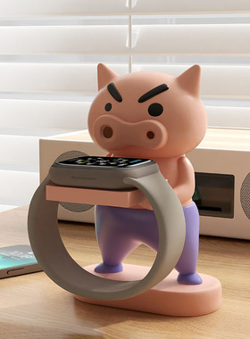 创意可爱肥嘟嘟左卫门智能儿童苹果iwatchs9手表充电支架底座摆件