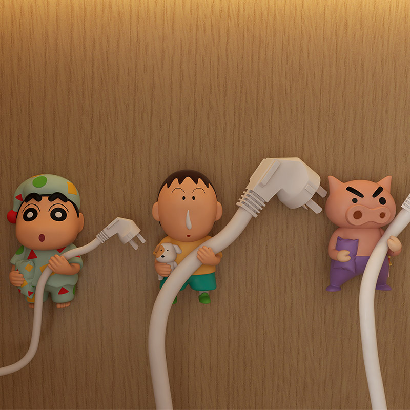 肥嘟嘟左卫门墙壁装饰厨房电源线收纳架插头挂钩免打孔多功能摆件