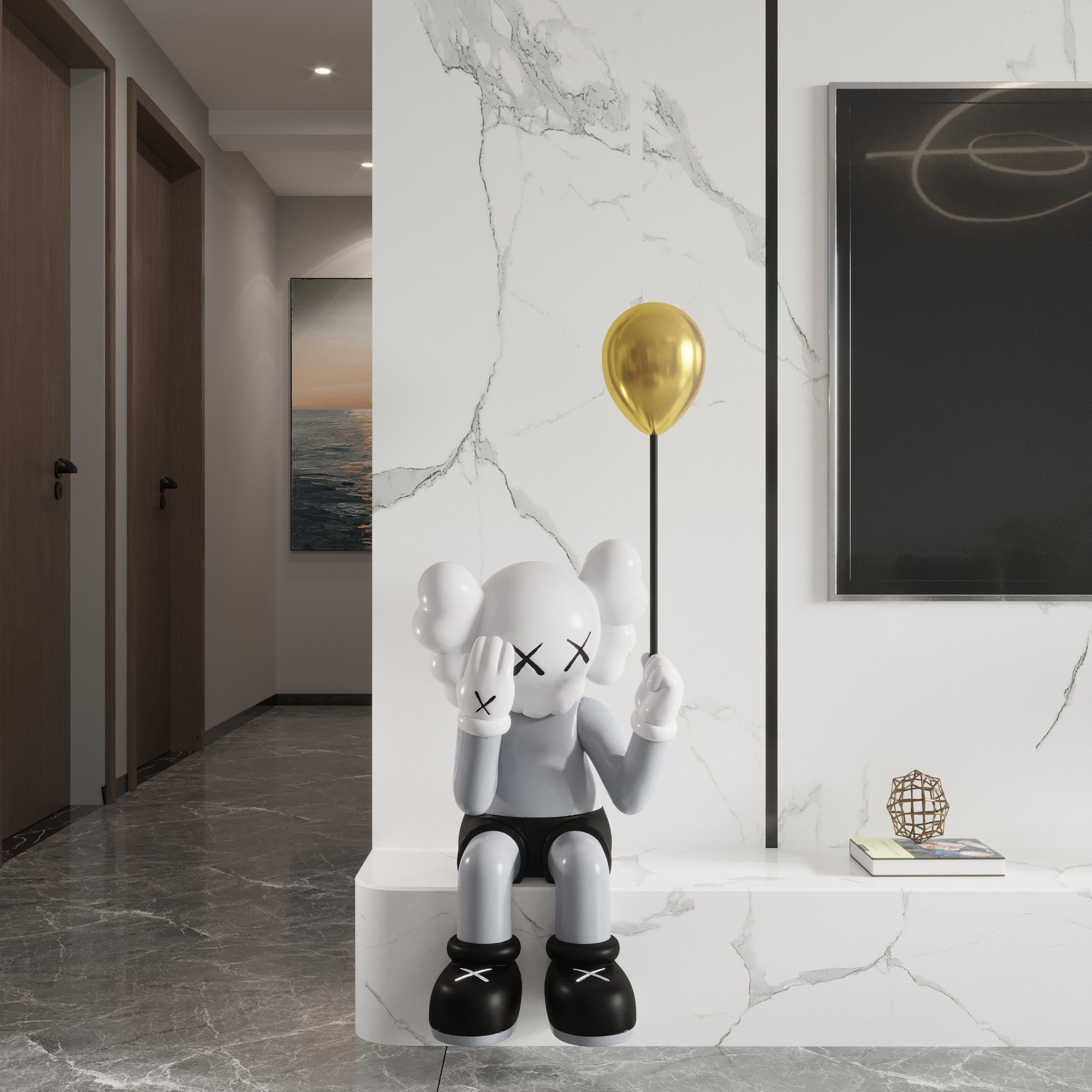 轻奢暴力熊芝麻街雕塑客厅电视柜旁边地台面落地装饰品坐姿大摆件