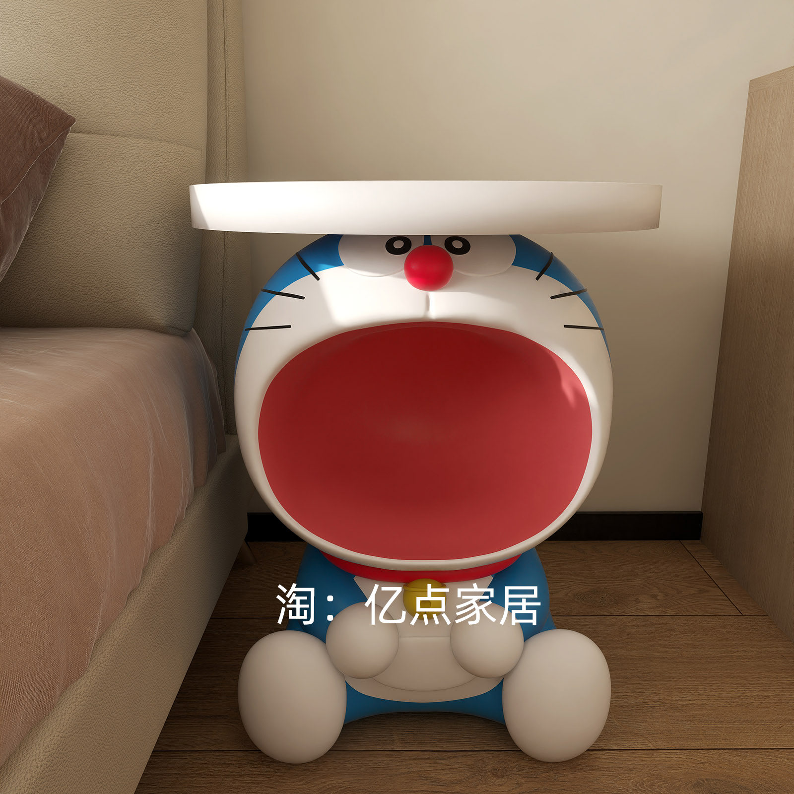 可爱风床头柜创意边几客厅落地卡通叮当猫收纳角几多功能零食收纳