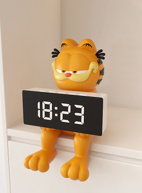 迷你儿童加菲猫桌面摆件智能电子显示时钟高中生复习计时闹钟