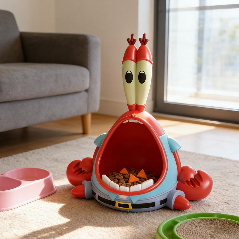 2026新款海绵宝宝蟹老板家用大嘴猫碗收纳宠物饮水多功能装饰摆件,家居饰品,装饰摆件,淘宝优惠券,粉丝福利购,淘宝优惠卷