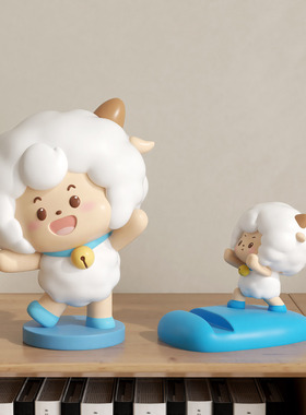 创意可爱喜羊羊手机支架正版喜羊羊与灰太狼客厅桌面玄关装饰摆件
