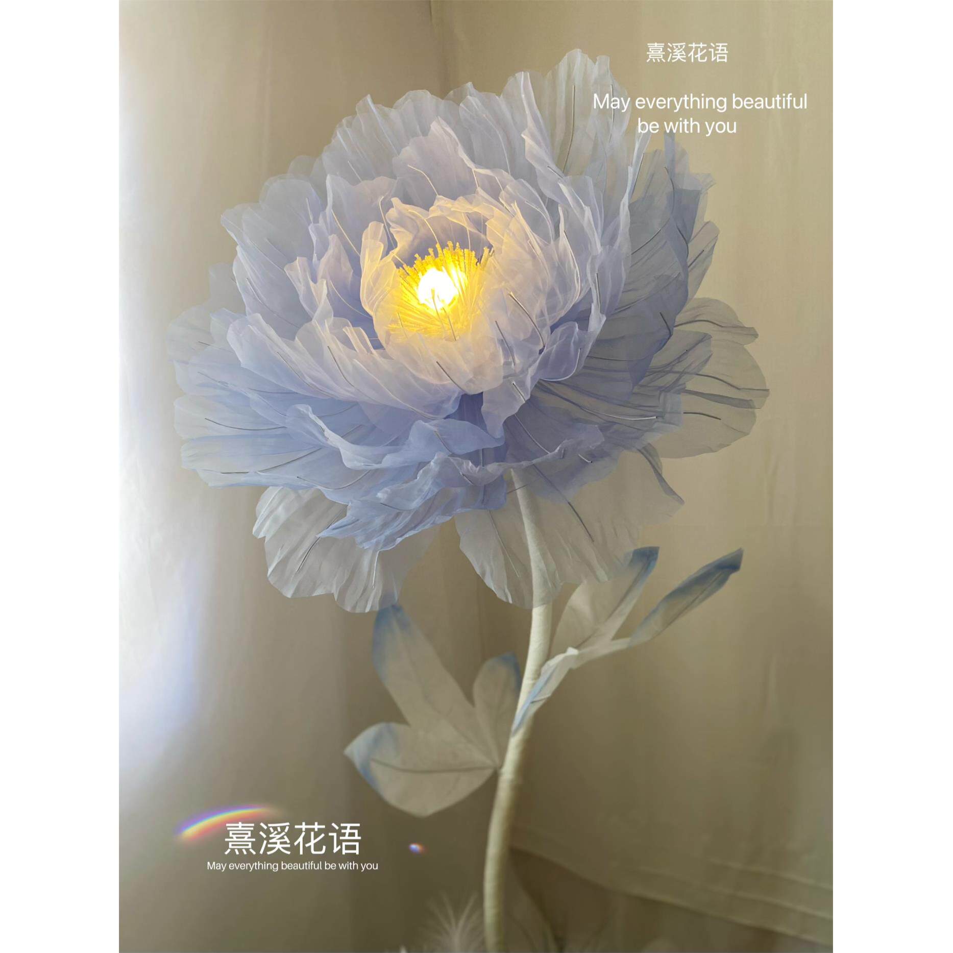 会动的花大型自动开合花电动机械真丝动态牡丹花手工仿真花落地灯