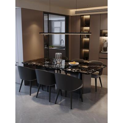 轻奢高档别墅大理石餐桌长方形现代简约高级感小户型家用桌椅组合