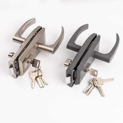 玻璃门横锁隔断门锁不锈钢材质平开 门缺口无框办公室板手锁双门