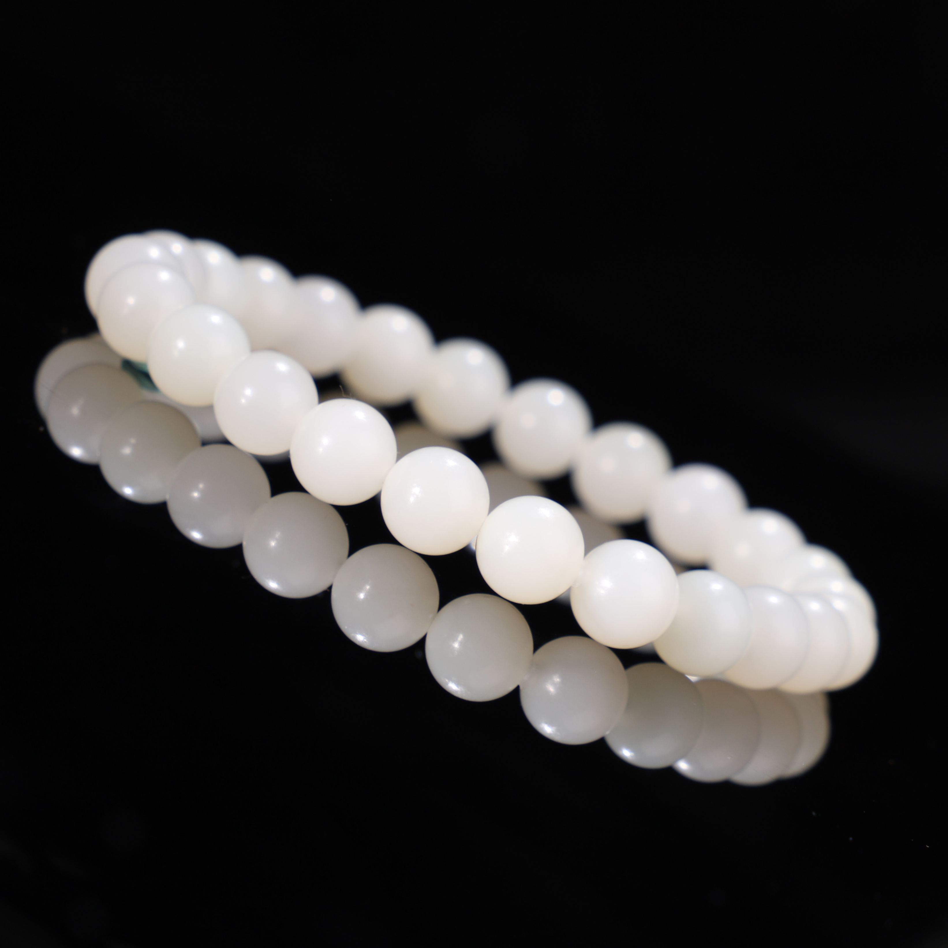 和田玉猪油膏8mm手链米达料羊脂