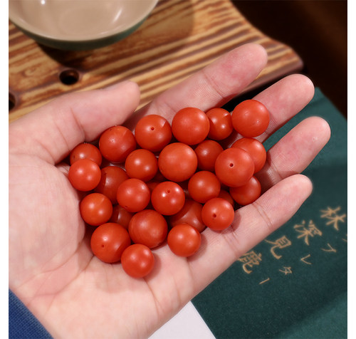 柿子红保山南红单珠腰珠隔珠顶珠