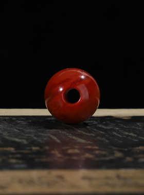 毕业级凉山南红玛瑙单珠11.1mm圆珠火焰柿子红色泽孔径3mmC23号