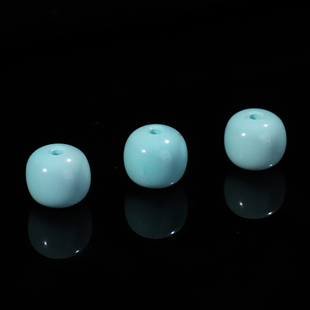 原矿天然绿松石老型珠 湖北十堰 高瓷蓝4-8mm珠子 松石小配件