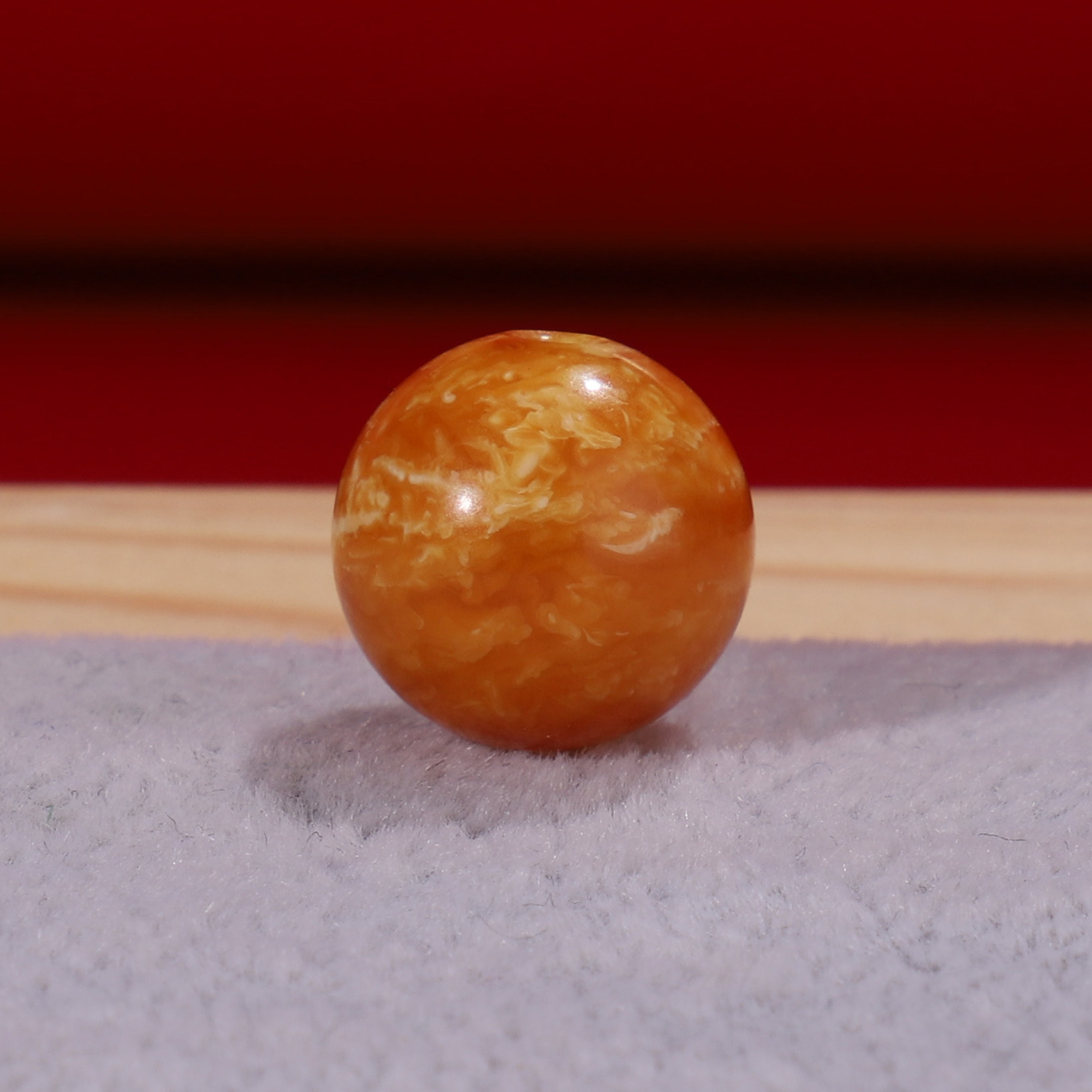 毕业级老蜜蜡单珠红皮老蜡苹果珠 顶珠4号直径13.3mm*厚度11.6mm
