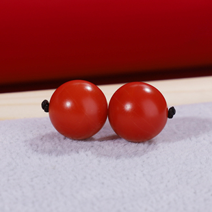 收藏品级 满肉柿子红老矿 南红对珠13mm单珠 原矿保山南红散珠