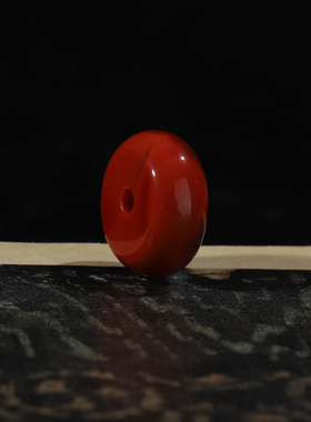 南红锦红柿子红叠珠原矿单珠隔珠直径13.2*厚度6.1孔径1.9mmCD30