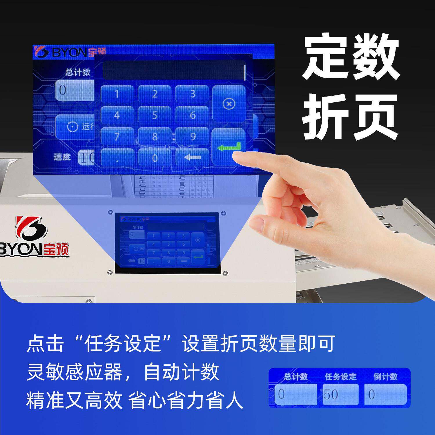 自触动折页机说明三折外5内折M折纸机